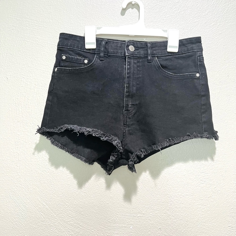 Zara Black Cut Off High Rise Jean Shorts